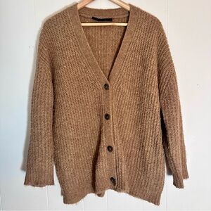 jenni kayne • cocoon cardigan alpaca wool blend oversized cozy knit camel xs